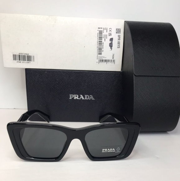 💯- Authentic New Prada PR-08YS 1AB5S0 Sunglasses Women's Black Dark Grey Bu… - Picture 8 of 14